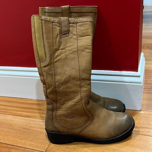 Keen Womens Tyretread Tall Riding Boots Snow Leather Waterproof Tan Size 6.5 - Picture 1 of 8